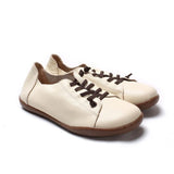 Zingj Layer Cowhide Large Size Handmade Shoes Female Farmer's Shoes Pedal Lazy Bean Shoes Retro Leather Flat Shoes-Outfit