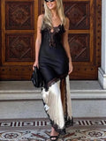 Women's Dress Lace Splicing Asymmetric Sling Lace Fork