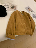 Brown Suede Stripe Lining Jacket- Outfit