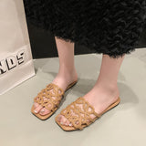 New Fashion Type Small Simple Hollow Cool Slippers Outside Wearing Flat Bottom Side Casual Beach