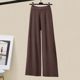 Winter Women Clothing Korean Casual Vest+knitted Sweaters+wide Leg Knitting Wide Leg Pants Sets Ladies Warm Knitwears