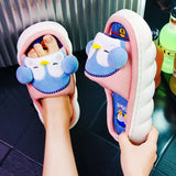 New Fashion Linen Platform Slippers Women Cute Squirrel Home Soft Bottom Slippers Couple Comfortable Slippers Free