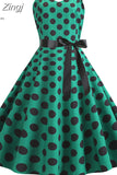 Women Summer Polka Dot Print Party Robe Femme Black Retro Vintage Swing Prom Rockabilly Midi Dresses