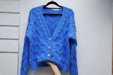 beaded V-neck knitted cardigan women's spring 2021 new fashion all-match knitted outer wear
