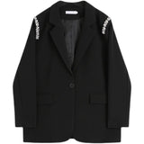 Women Fashion Office Wear Single Breasted Black Blazer Coat Vintage Long Sleeve Suit Jacket Pockets Female Outerwear Chic