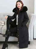 Women Long Warm Down Jacket Winter 2022 Trendy Fashion Solid Zipper Casual Soft Feather Hooded Coat Parkas