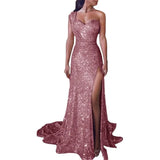Banquet Temperament Sexy One-shoulder Long Gilding