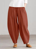 Spring and Summer Women's Simple Trousers Casual Cotton Hemp Harlan Wide Leg Elastic Waist Breathable Sports Pants