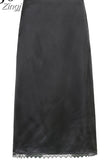 Vintage Y2K Aesthetic High Waist Skirt Lace Patchwork Harajuku Long Skirt Gothic Clothes 90s Straight Woman
