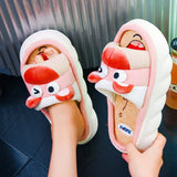 New Fashion Linen Platform Slippers Women Cute Squirrel Home Soft Bottom Slippers Couple Comfortable Slippers Free