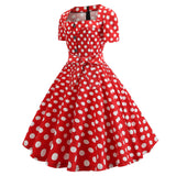 Spring Solid Color Party Flare Women Dress With Button Retro Robe De Cocktail Summer 50s 60s Tunic Swing Rockabilly