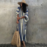 New Black Retro Snake Printed Self Belted Side Split Maxi Dress For Women Plus Size Beachwear Long Kaftan