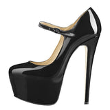 Onlymaker Women Mary Jane Platform Pumps Ankle Strap Stiletto 15~16cm High Heels Dress Buckle Shoes Large Size