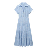 New Hollow Embroidered Shirt Long Dress