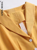 Office Retro Vintage Women Swing A Line Dresses Turn Down Collar Button Front Short Sleeve Rockabilly Flare 50s