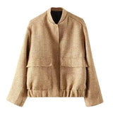 New Women's Street Personality Gold Beads Jacket Pocket