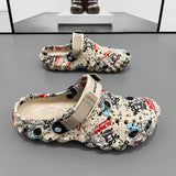 Men's Shoes 2025 New Men's One-Word Slippers Thick Bottom Wearing One Shoe Two Wear-Resistant Beach Cool Slippers Hole