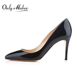 Onlymaker Women's Pointed Toe 8CM High Heel Slip On Stiletto Pumps Large Size Red Black White Pink Basic Chic