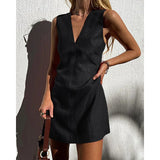 Collar Cotton Sleeveless Dress Woman Summer Basic Solid Color Body Repair Vest