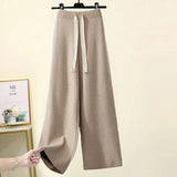 Winter Knitted Set For Women Turtleneck Pullover Knitted Sweater And Wide Leg Pants Two Piece Sets Women Warm Clothing