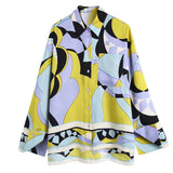 Fashion Tie dye Blouse Women 2021 V Neck Drop Sleeve Casual Shirt Sid Split Loose Top Femme Vintage Oversized Blusas