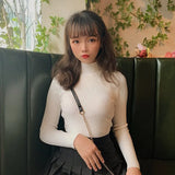 Harajuku Half High Collar Y2k Knitted Sweaters Women Autumn Winter Solid Colors Slim Pullovers Female Casual Korean