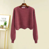 Women Autumn Winter Warm Knitted Two Pieces Sets Korean Long Sleeve Pullover Sweater Top And High Waist Skirts