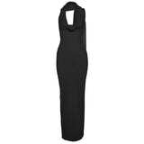 Summer Fashion Trend Women's New Hanging Neck Bare Back Body And Hips Solid Color