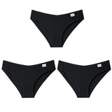 3PCS/Set Women's Panties Striped Cotton Underwear Solid Color Briefs Low-Rise Soft Panty Women Underpants Female