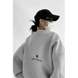 Streetwear Letter Print Sweatshirt Women Y2K Plus Fleece Thick Oversized Pullovers Bf Harajuku Korean Loose Casual
