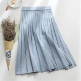 Long Pleated Knit Skirt-Outfit