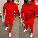 Spring Men's Zipper Hoodie Coat + Long Pants 2pc Set High Quality Casual Sweatpants Outfit Fashion Solid Slim Men
