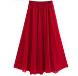 Women Chiffon Long Skirts 2020 Summer New Solid All-Match Beach Skirt Autumn Elegant Maxi Skirts Plus Size Black Blue Pink