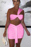 Piece Matching Sets Women 2023 Summer Sleeveless Slim One Spaghetti Crop Top And Bodycon Mini Skirts Suits Tracksuit