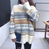 Women Vintage Loose Casual Sweaters Geometric Female Harajuku Korean Fashion Womens Striped Sweater Streetwear