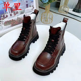 Winter New Thicksoled Boots British Trendy Shoes Tooling Boots Are Thin Locomotive Leather Boots Casual women