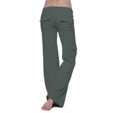 Elastic Waist Button Pocket Yoga