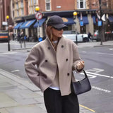 Code Women's Double Buckle Solid Color Of The Coat Coat Casual Temperament British Style Cloth