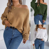 Shooting 2025 Autumn And Winter Casual Relaxation Solid Color Bat Sleeve Sweater Women's