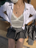 Basic Long Sleeve Button Blouse- Outfit