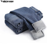 Warm Slim Fit Pencil Pants Women Thicken Fleece Skinny Jeans Pants For Women leisure High Waist Elastic Denim