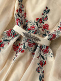 White/Beige Beading Embroidered Long Dress For Women Elegant O-Neck Puff Sleeve High Waist Elegant Party Robe New