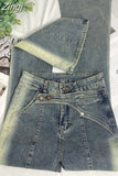 New Elegant Flared Jeans Woman Low Waist Stretch Cotton Denim Pants Vintage Streetwear Y2k Fashion Jean Female