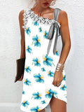 New Women Commute Pullover Dresses 2022 Summer V Neck Patchwork Sleeveless Dress Female Sexy Back Cardigan Dresses