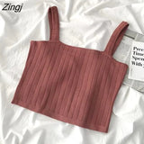 Colors Tanks Women Solid Basic Knitting Spring Korean Style Chic Trendy Popular All-match Ulzzang Female Crop Top Leisure