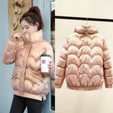 Women Winter Jacket Thick Stand Collar Warm Short Parkas Women Winter Coat Elegant Shiny Cotton Padded Jackets