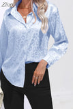 Print Satin Women's Shirt Long Sleeved Shirt New Fashion Silk Shirt Ladies Tops Button Up Blouse Women OL Female