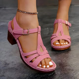 Sandals Women 2025 Summer New Solid Color Fish Mouth Thick Heel With High-Heeled
