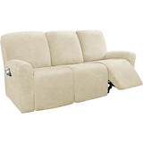 2 3 Seater Velvet Recliner Sofa Cover Elastic Split Design Relax Sofa Slipcover Solid Lounge Armchair Covers With Side