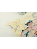 Summer Women's Shirt Puff Sleeve Square Collar Casual Vintage Chic Kawaii Print Top Harajuku Streetwear Loose Female